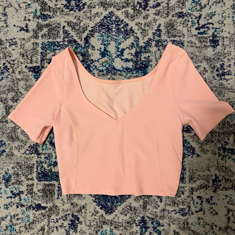 Lululemon Peach V-Neck Ribbed Women's Top
